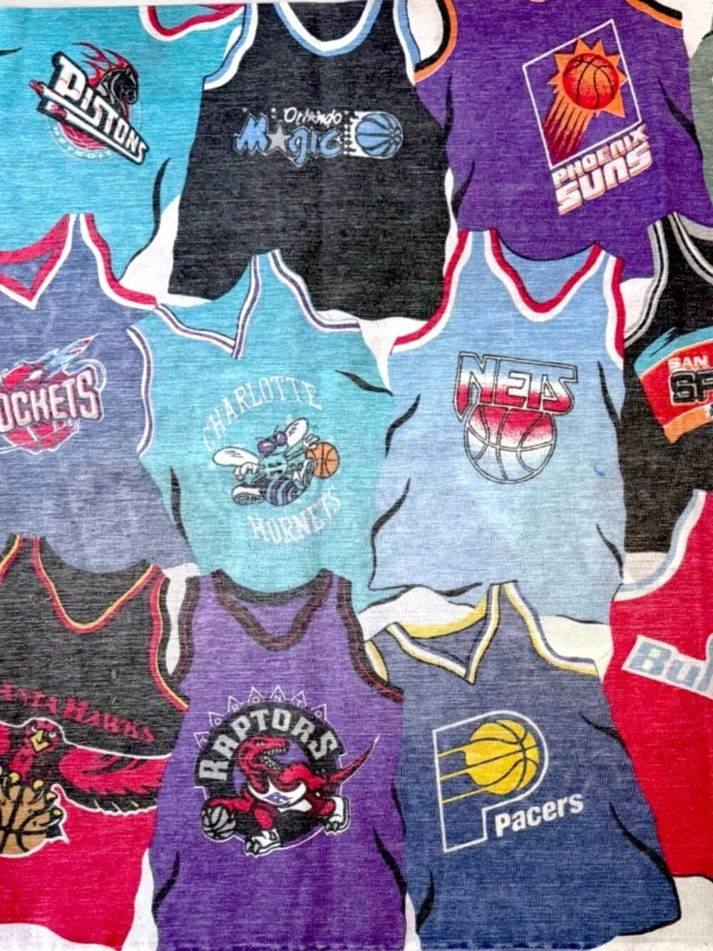 Vintage NBA Teams Pillowcase Retro Grizzlies Bulls Lakers Basketball Bedding
